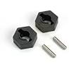 HEX WHEEL HUBS, STEEL (TALL OFFSET)(2)/AXLE PINS(2.5X12MM)(2)