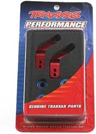 STUB AXLE CARRIERS, RUSTLER/STAMPEDE/BANDIT(2) (RED-ANODIZED)/ 5X11MM BALL BEARINGS(4)