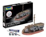 1:76 GERMAN MILITARY TRUCK & ARTILLERY TRAILER W/PAINT, GLUE & A BRUSH