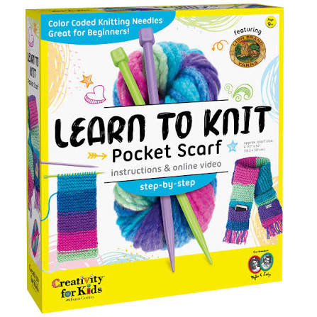 LEARN TO KNIT POCKET SCARF