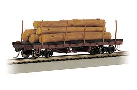 HO LOG CAR WITH LOGS