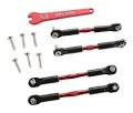 ALUMINUM TURNBUCKLES, CAMBER LINKS (ASSEMBLED W/ ROD ENDS & HOLLOW BALLS)(RED)