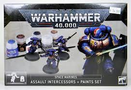 WARHAMMER 40K SPACE MARINES ASSAULT INTERCESSORS & PAINTS SET