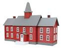LITTLE RED SCHOOL HOUSE - BUILT UP W/LIGHTS & FIGURES